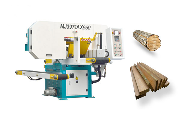 Horizontal band saw for timber cutting
